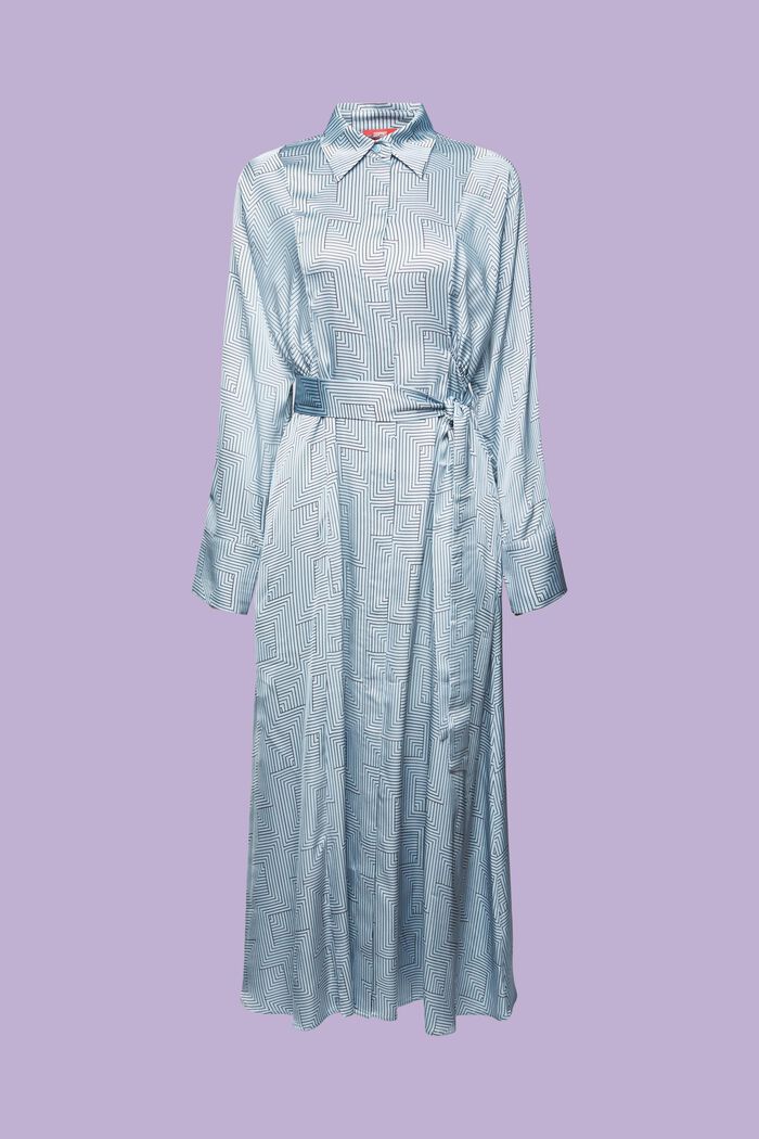 Belted Charmeuse Midi Dress, LIGHT BLUE LAVENDER, detail image number 7
