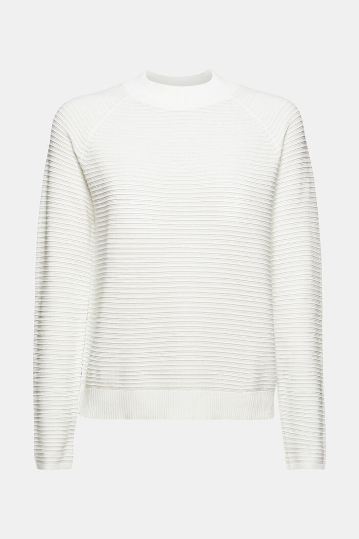 Jumper with a ribbed texture, organic cotton, OFF WHITE, detail image number 6