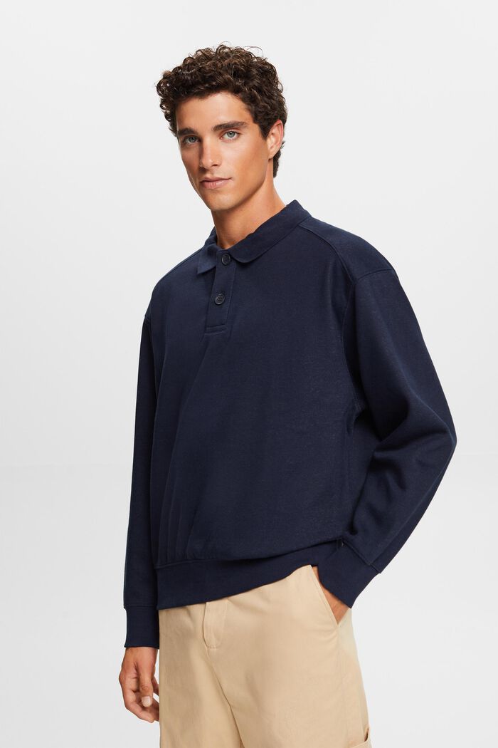 Polo Longsleeve Sweatshirt, NAVY, detail image number 0