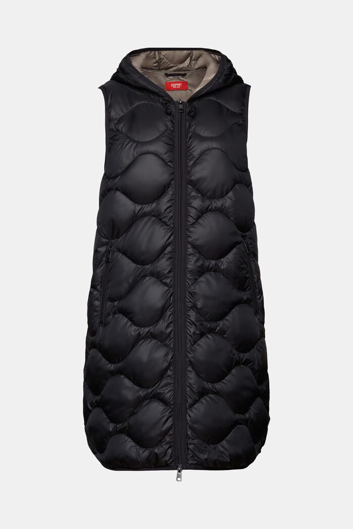 Recycled: longline quilted body warmer, BLACK, detail image number 7