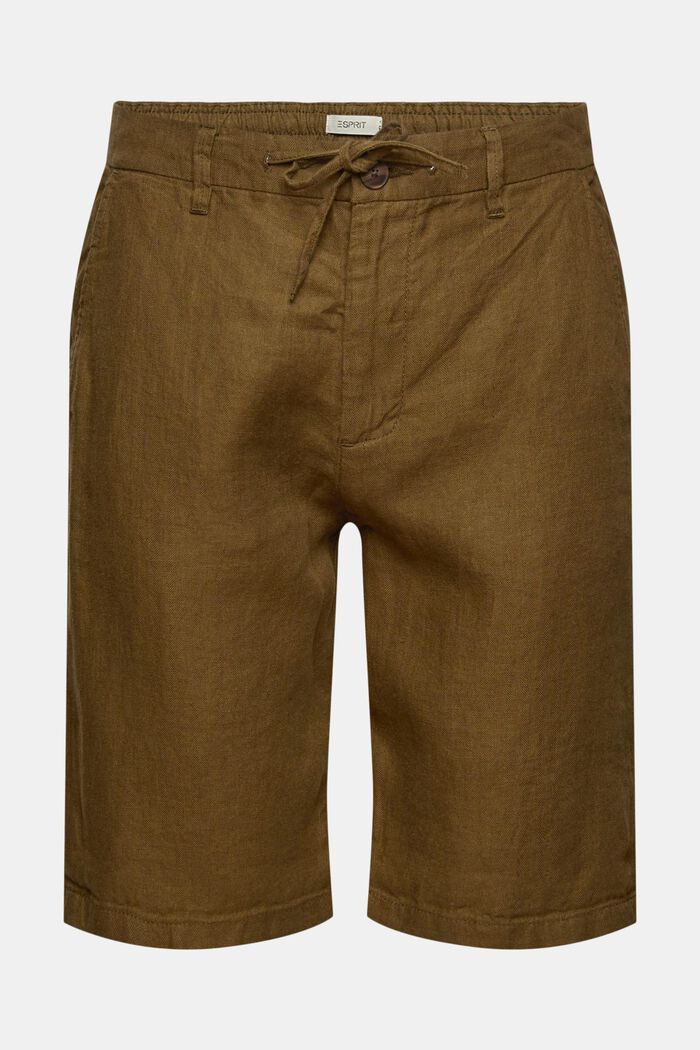 100% linen shorts, DARK KHAKI, detail image number 7
