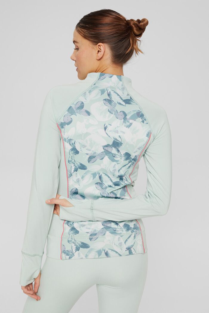 Patterned active long sleeve top with E-DRY, PASTEL GREEN, detail image number 3