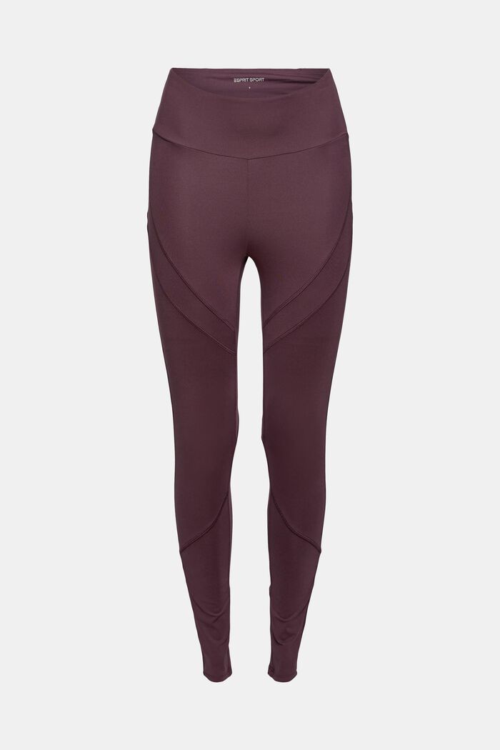 Activewear leggings with edry technology, made of recycled material, AUBERGINE, overview
