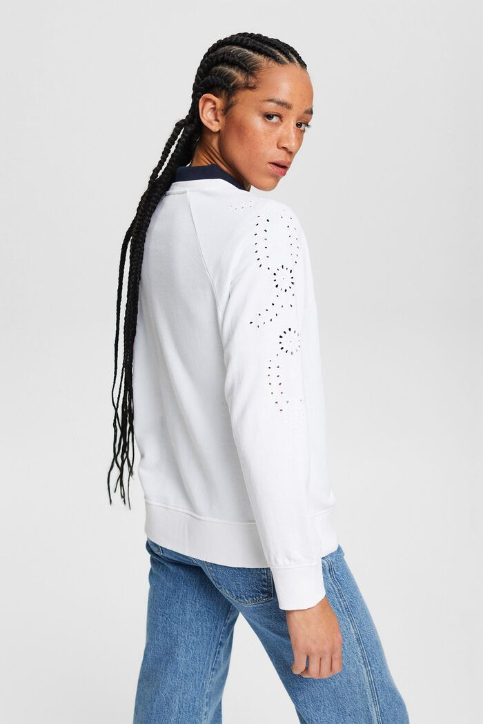 Sweatshirt with embroidery, WHITE, detail image number 3