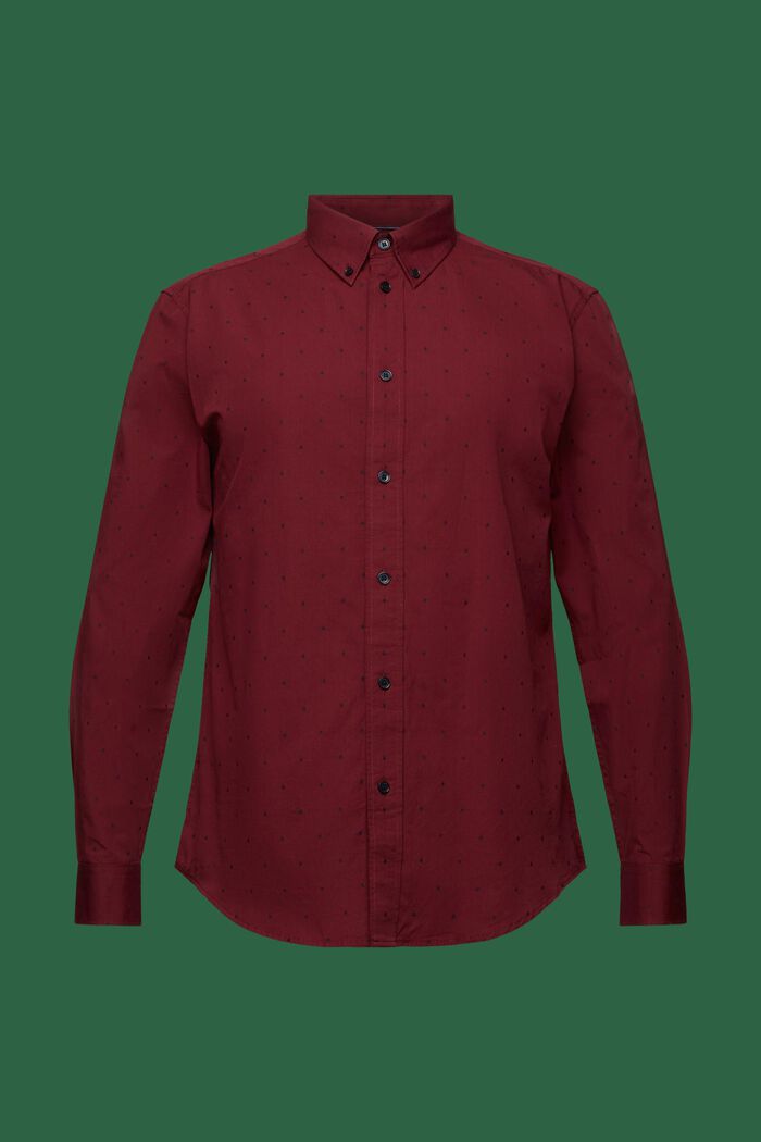 Embroidered Cotton Slim Fit Shirt, GARNET RED, detail image number 6