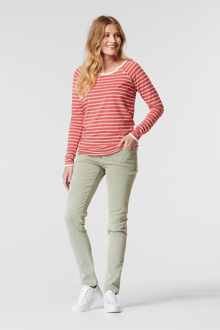 Striped long sleeve top, organic cotton, RED, detail image number 1