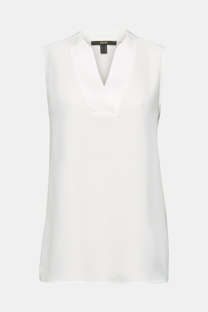 Blouse with a V-neckline, OFF WHITE, overview