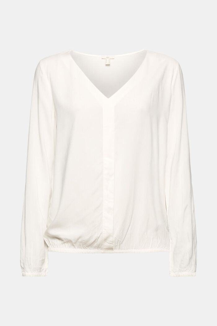 V-neck blouse made of LENZING™ ECOVERO™, OFF WHITE, detail image number 0