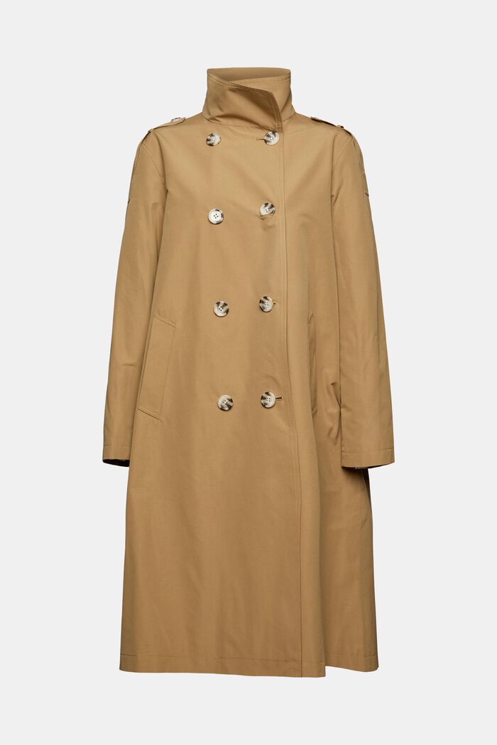 Made of recycled material: trench coat with cotton, OLIVE, overview