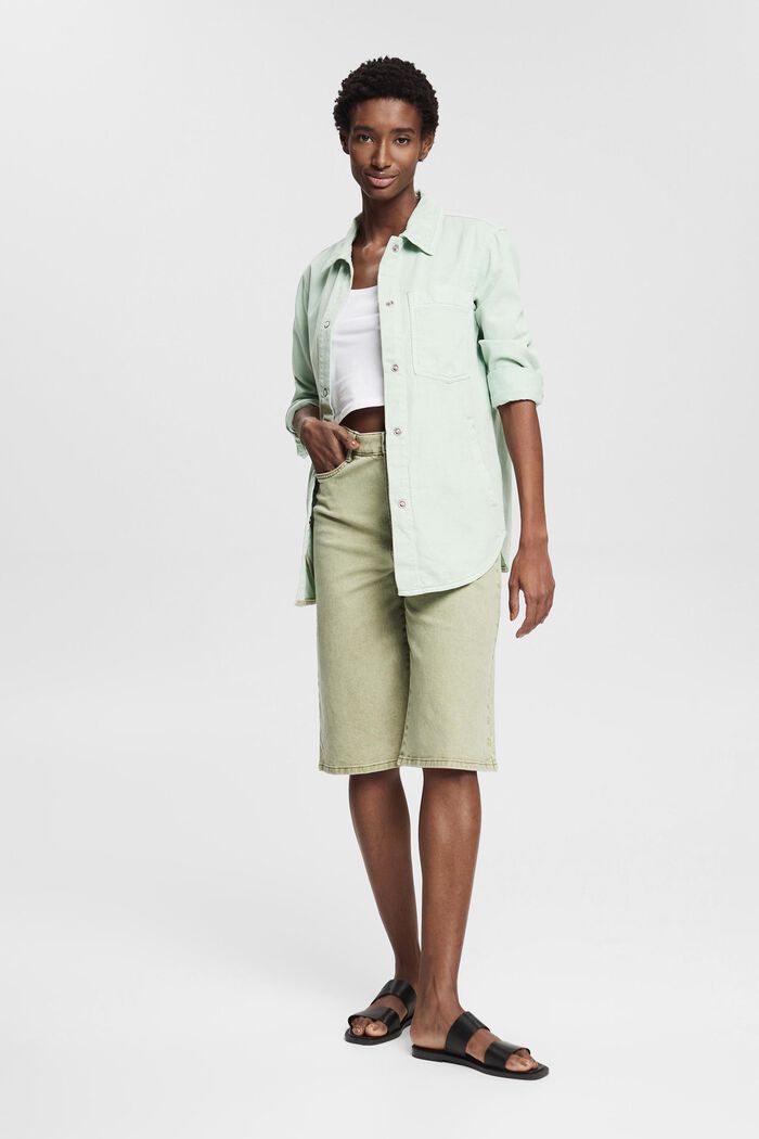 Containing TENCEL™: oversized shirt jacket, DUSTY GREEN, detail image number 1