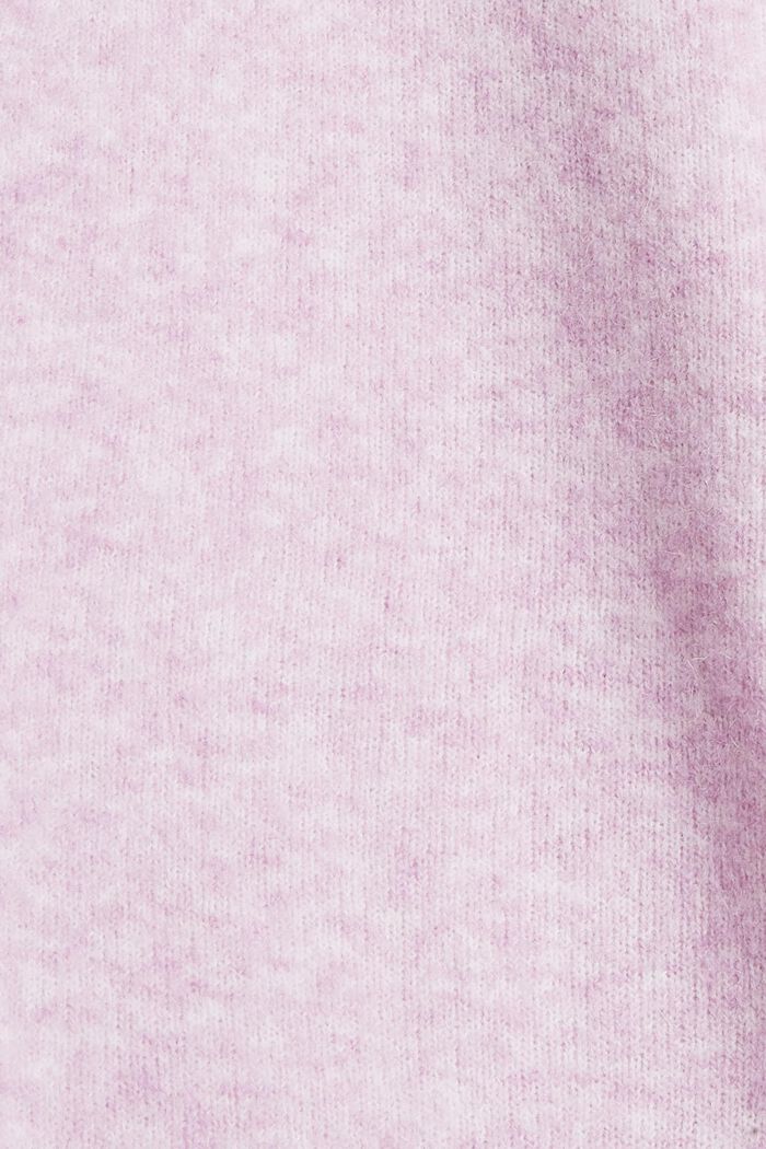 With llama wool: V-neck cardigan, PINK, detail image number 4