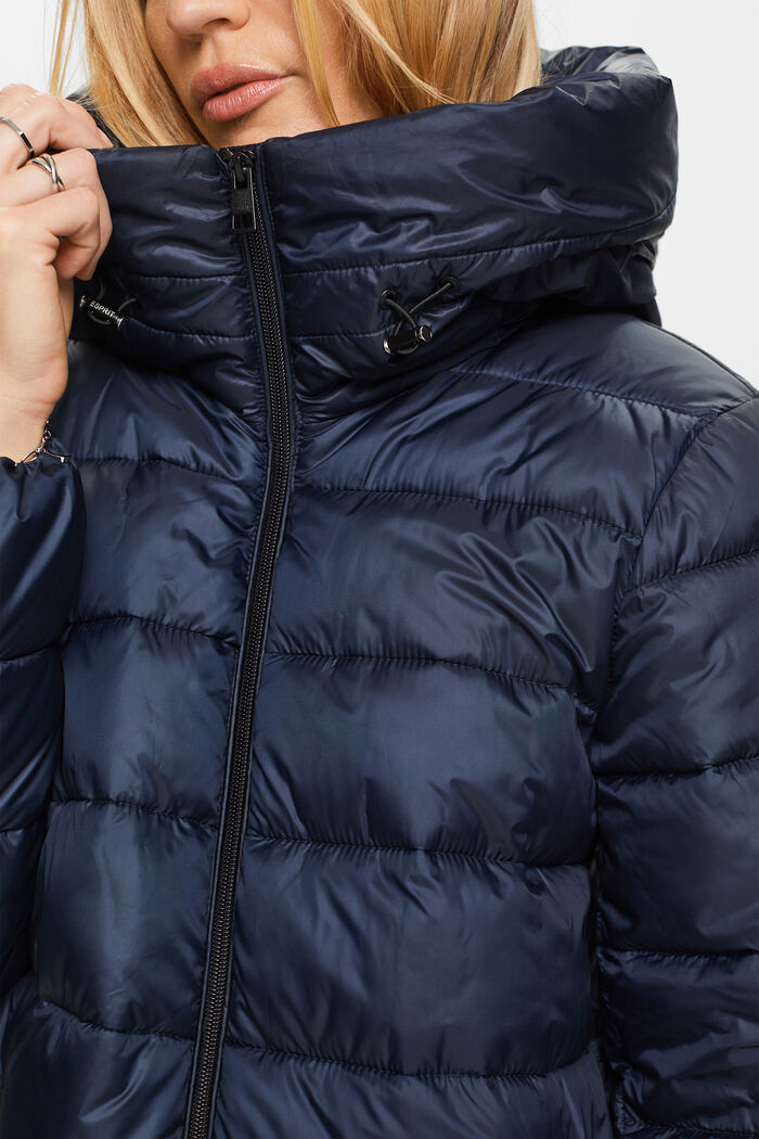 Recycled: puffer coat with a hood, NAVY, detail image number 2