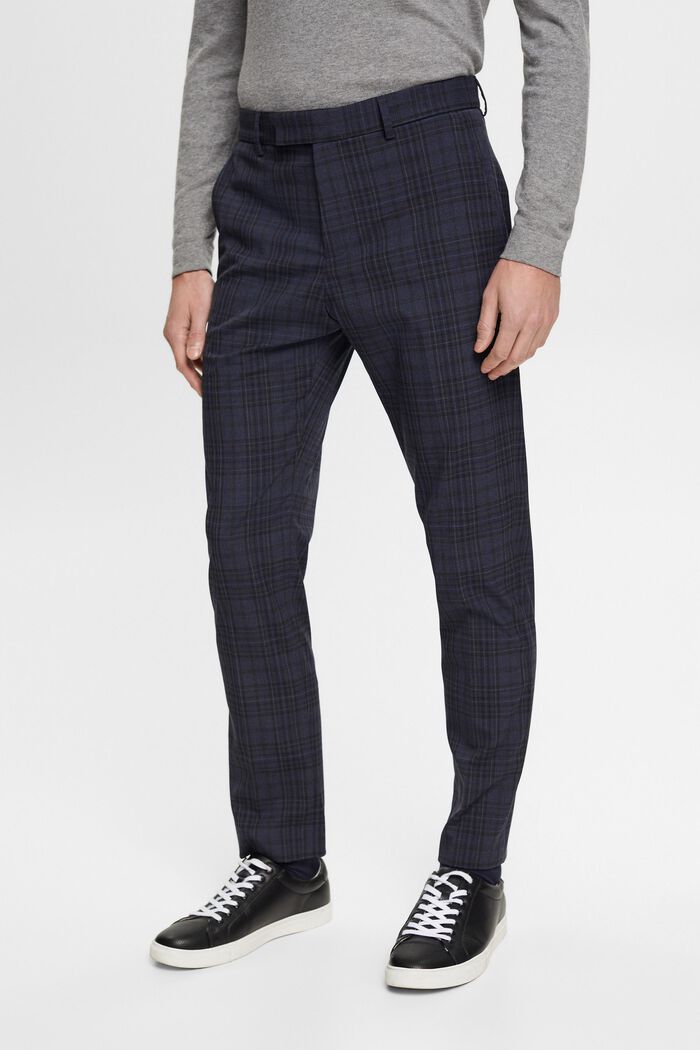 Checkered trousers, DARK BLUE, detail image number 0