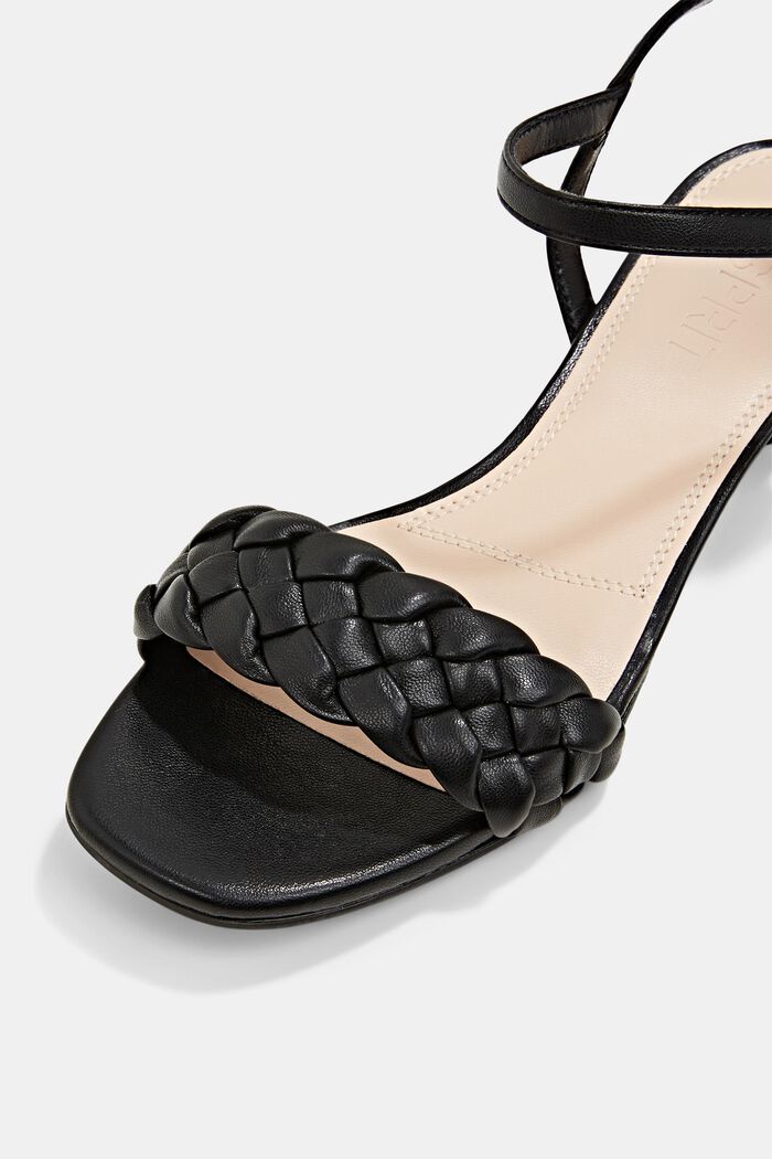 Sandals with braided straps, BLACK, detail image number 4