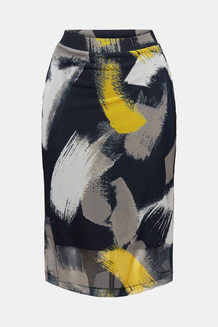 Printed Mesh Midi Skirt, BLACK, detail image number 7