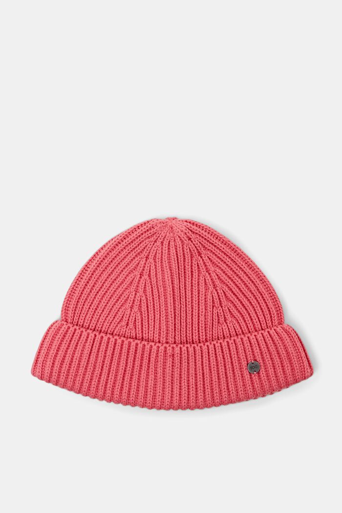 Short beanie made of cotton, CORAL, detail image number 0