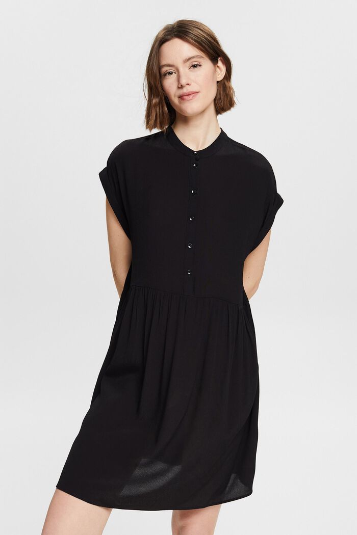 Mini dress with a button placket, BLACK, detail image number 0