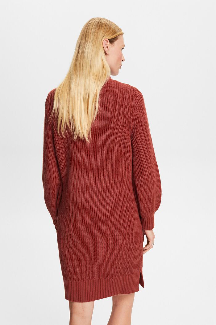 Wool-Blend Cable Knit Sweater Dress, RUST BROWN, detail image number 3