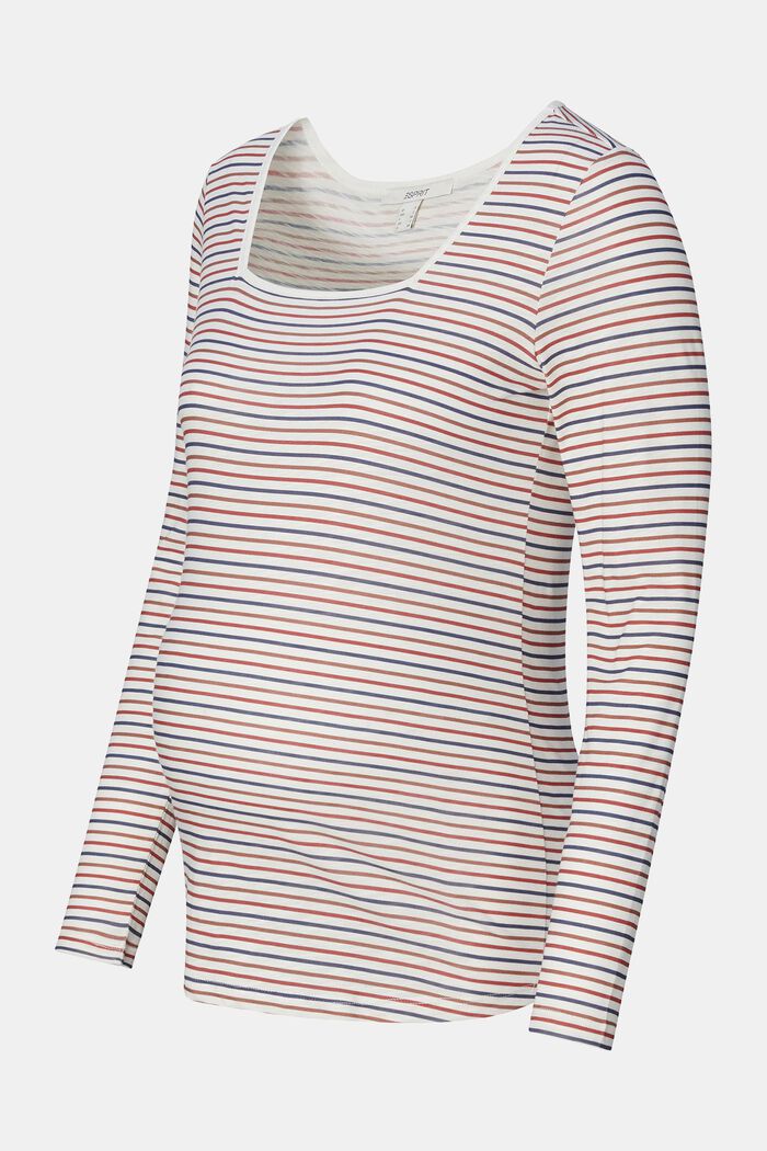 Striped Square-Neck Maternity Top, OFF WHITE, detail image number 4