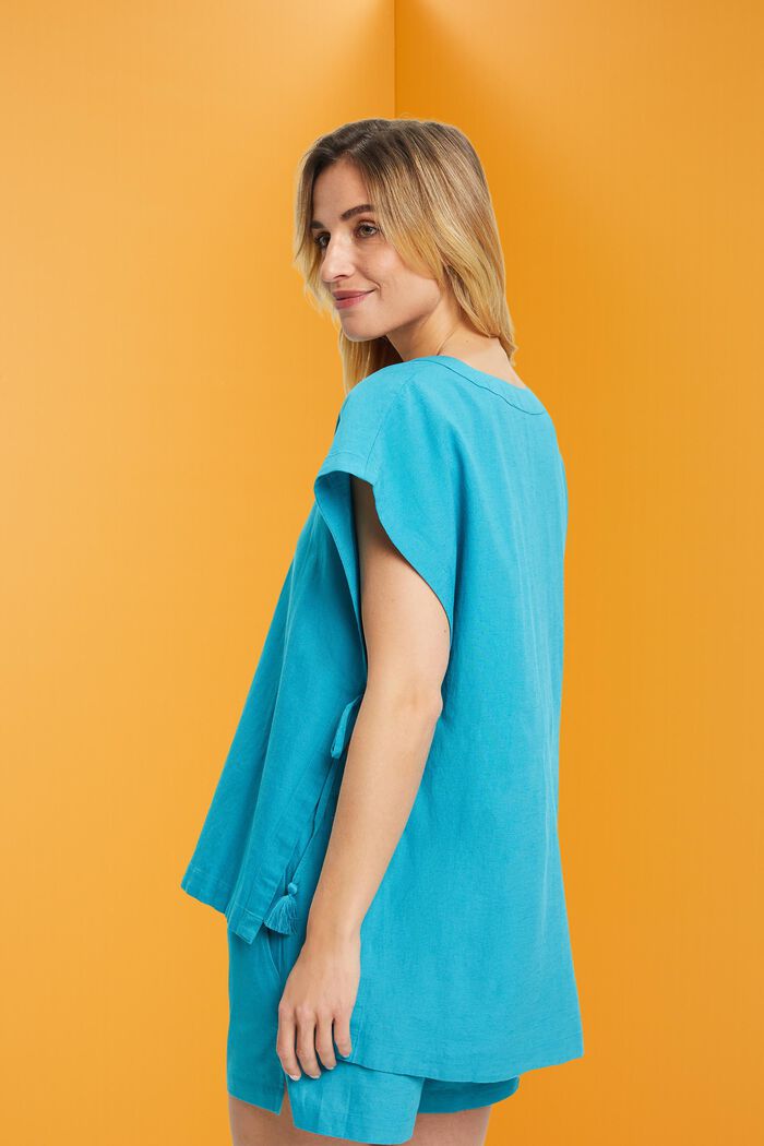 Sleeveless beach tunic, TEAL BLUE, detail image number 1