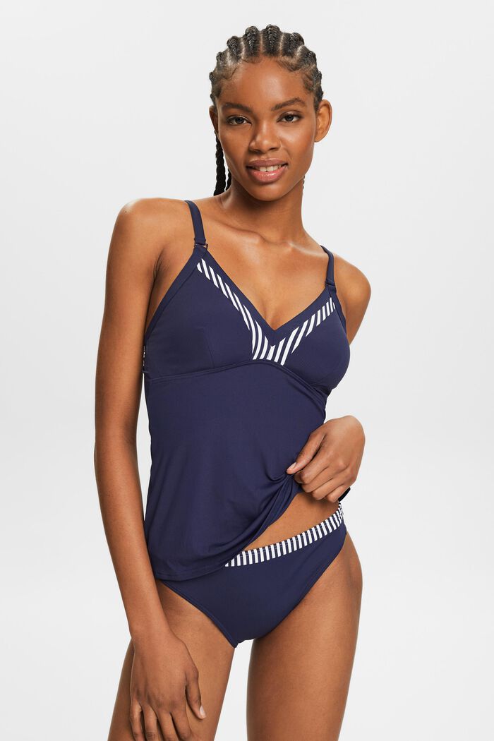 Striped Tankini Top, NAVY, detail image number 0