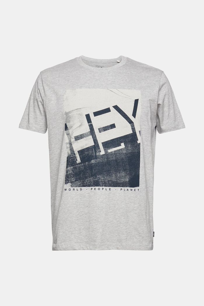 Jersey T-shirt with a statement print, MEDIUM GREY, overview