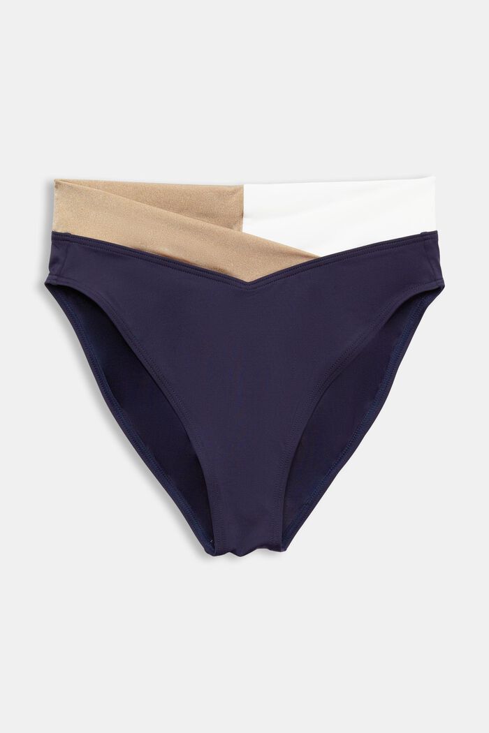 Tri-colour mid-rise bikini bottoms, NAVY, detail image number 4
