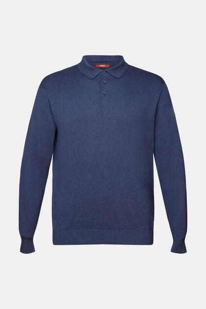 Knit jumper with a polo collar, TENCEL™