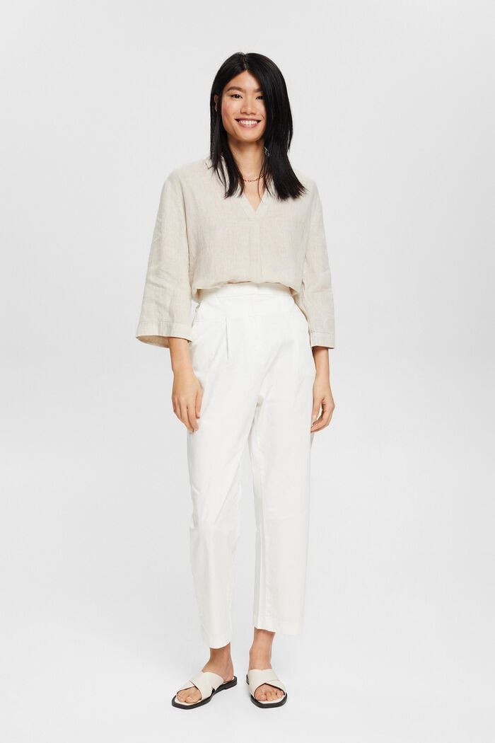 High-waisted trousers, WHITE, detail image number 0