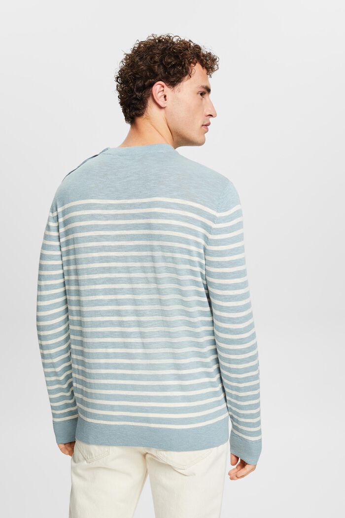 Striped Cotton-Linen Sweater, LIGHT BLUE, detail image number 2