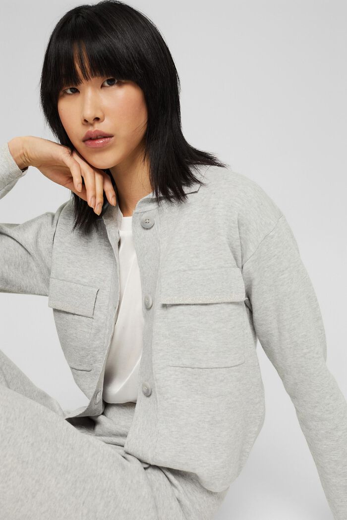 Cardigan with a turn-down collar and pockets, LIGHT GREY, detail image number 5