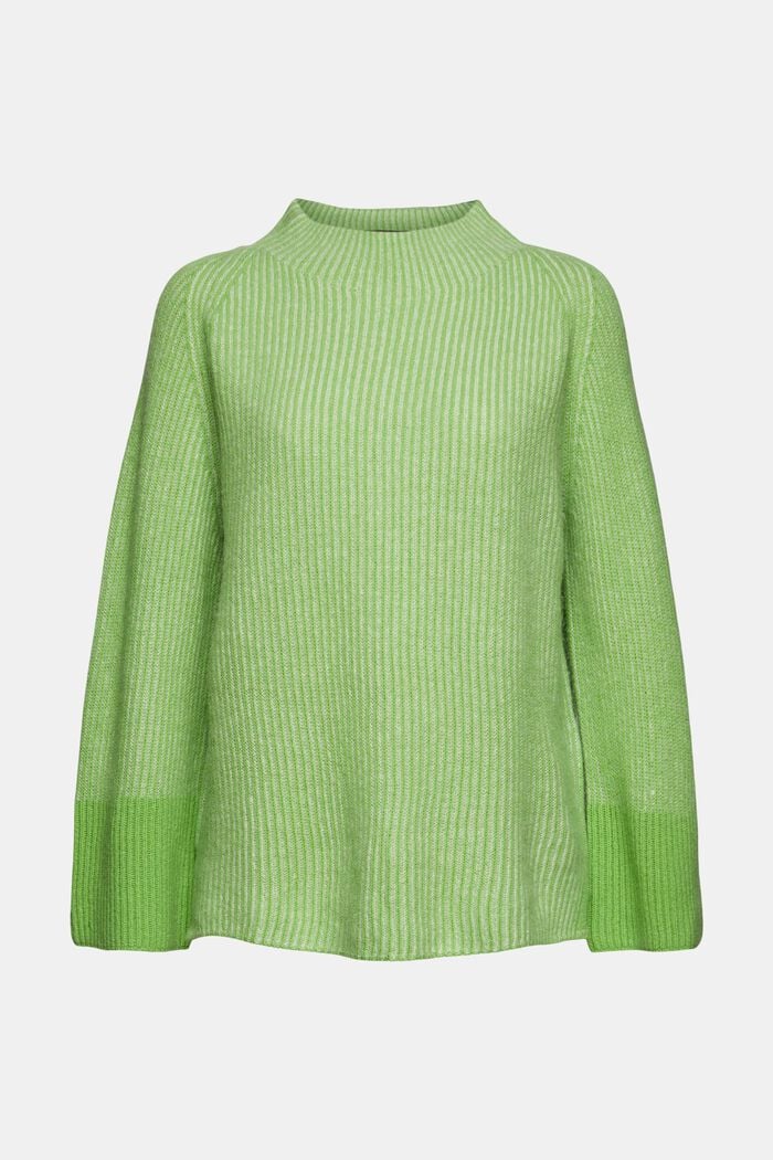 Rib knit jumper made of blended wool containing alpaca, GREEN, detail image number 8