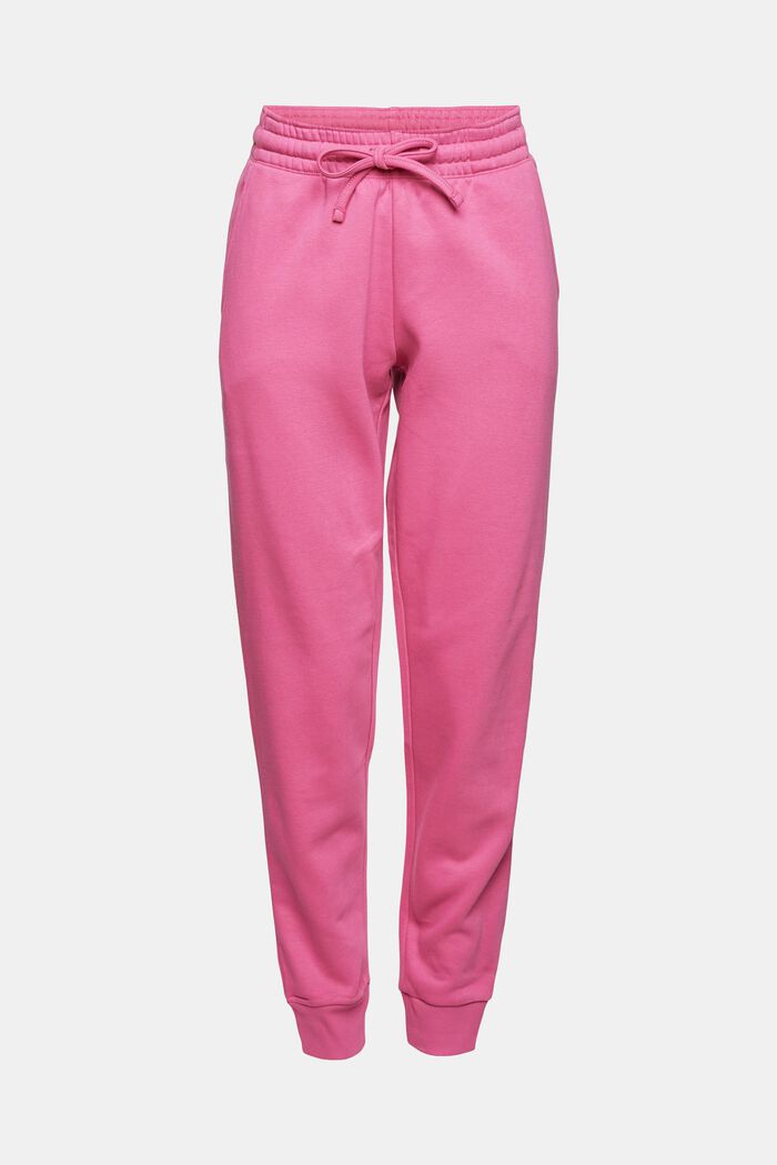 Tracksuit bottoms made of blended organic cotton, PINK, overview