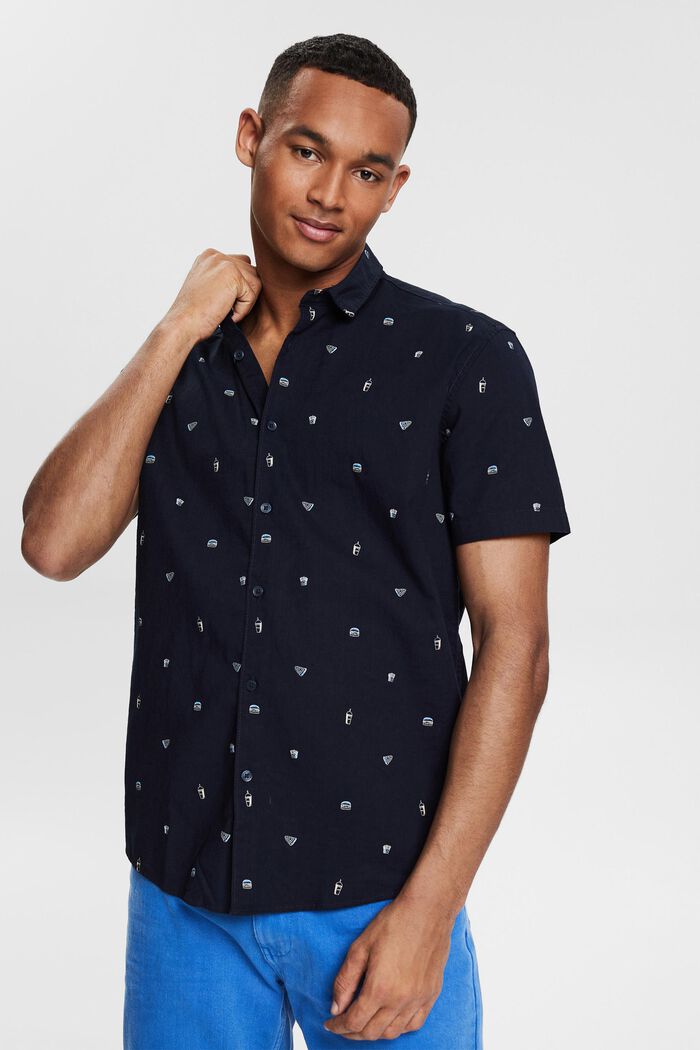 Shirt with a printed motif , DARK BLUE, detail image number 0