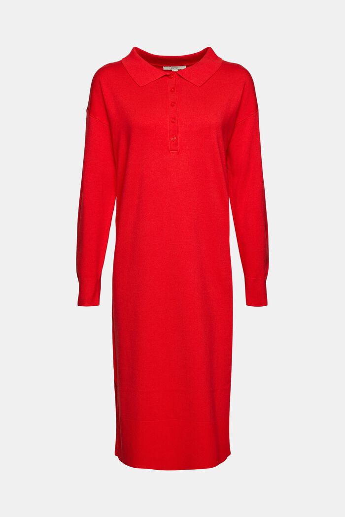Knit dress with a button placket, ORANGE RED, detail image number 5