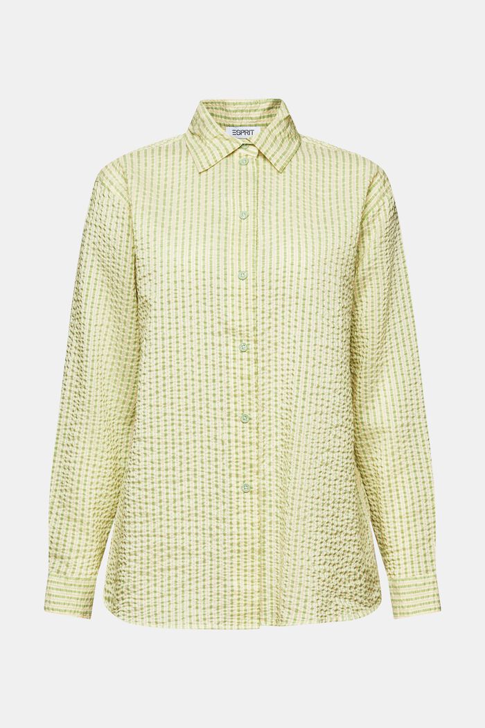 Crinkled Striped Shirt Blouse, LIGHT GREEN, detail image number 6