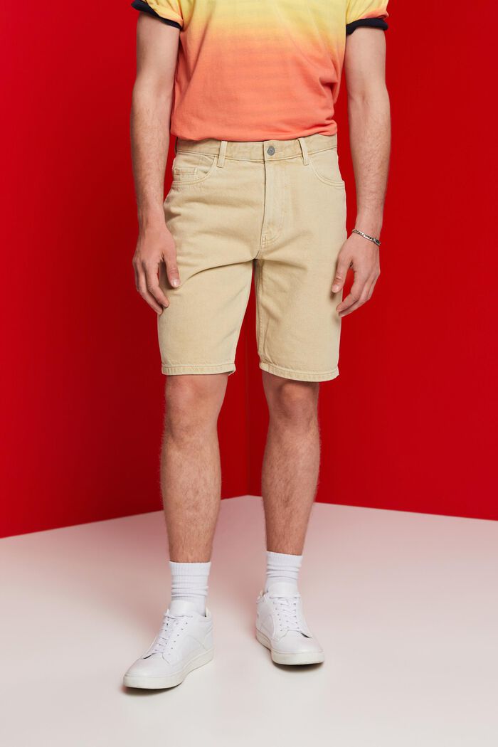 Coloured denim shorts, SAND, detail image number 0
