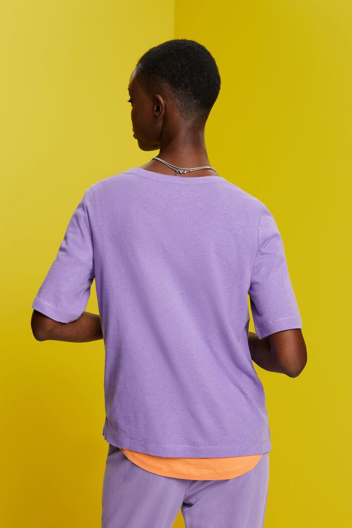 Linen blend t-shirt, PURPLE, detail image number 3