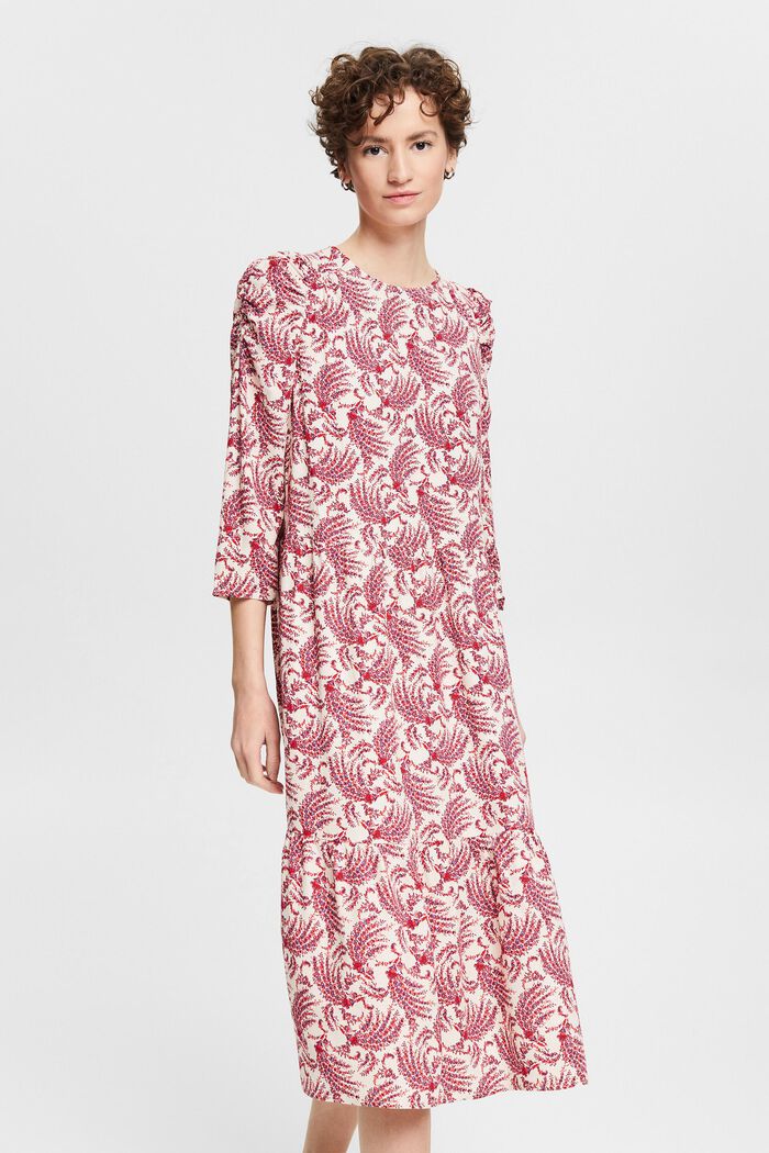 Printed midi dress, LENZING™ ECOVERO™, OFF WHITE, detail image number 0