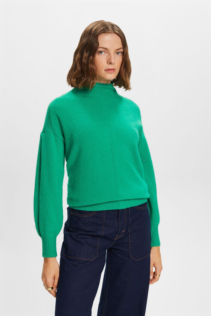 Mock Neck Sweater, GREEN, detail image number 0