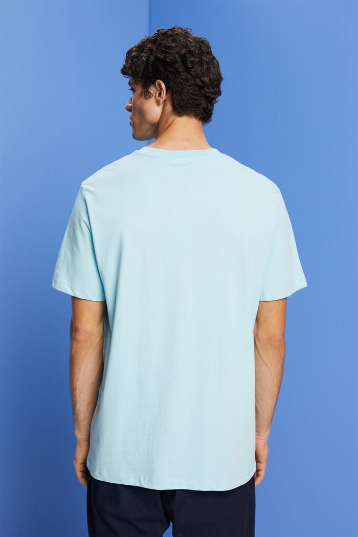 T-shirt with chest print, 100% cotton, LIGHT TURQUOISE, detail image number 3