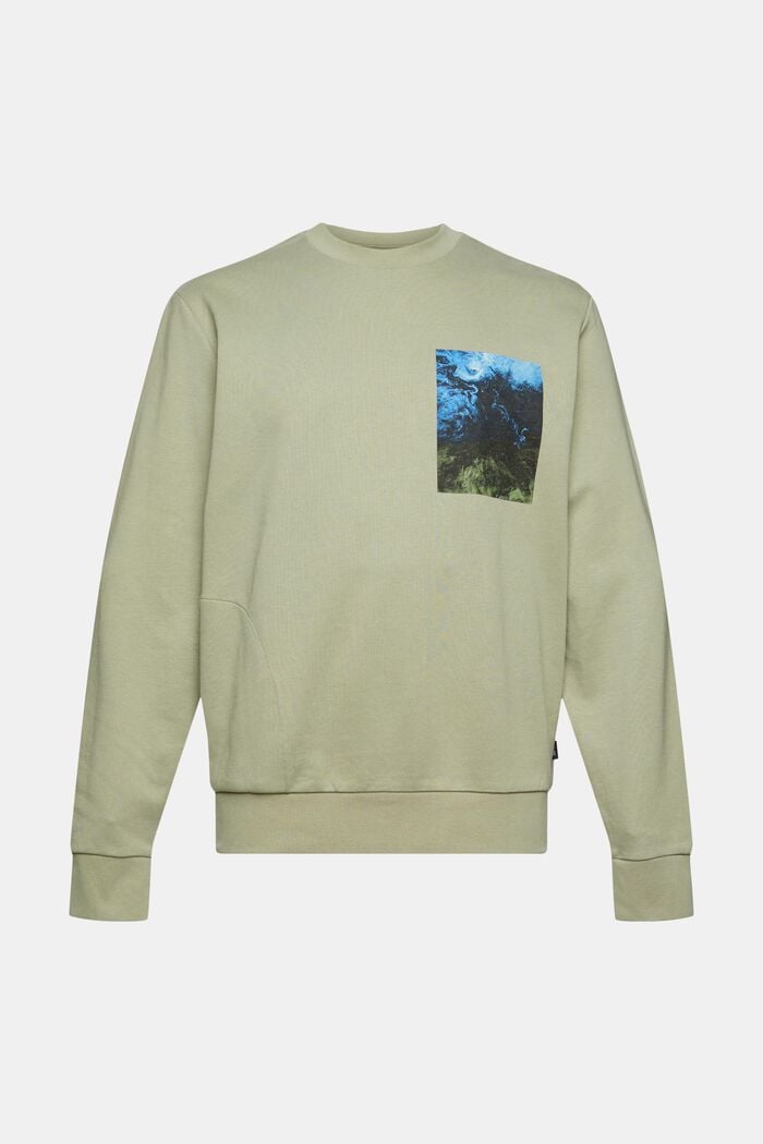 Cotton blend sweatshirt with TENCEL™, LIGHT KHAKI, overview