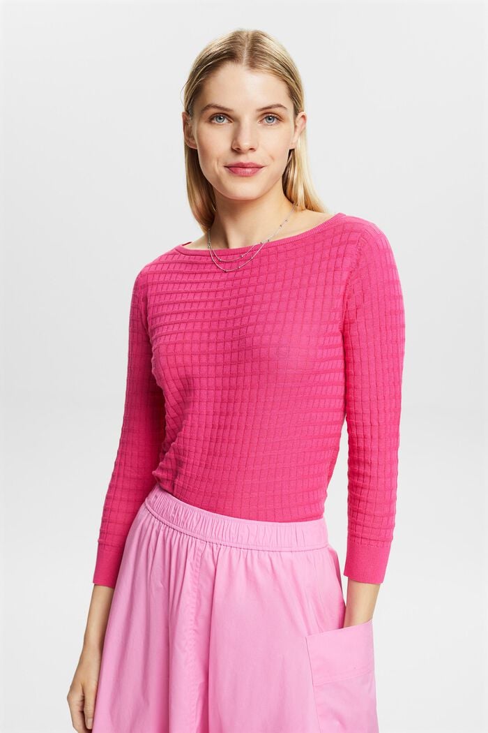 Structured Knit Sweater, PINK FUCHSIA, detail image number 0