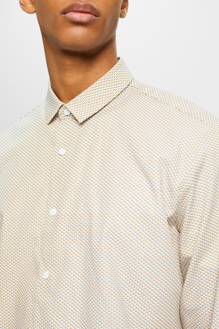 Patterned, sustainable cotton shirt, KHAKI BEIGE, detail image number 2