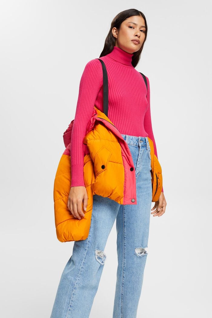 Colour block quilted jacket