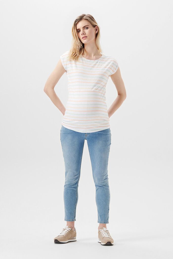 Striped T-shirt in organic cotton, BRIGHT WHITE, detail image number 1