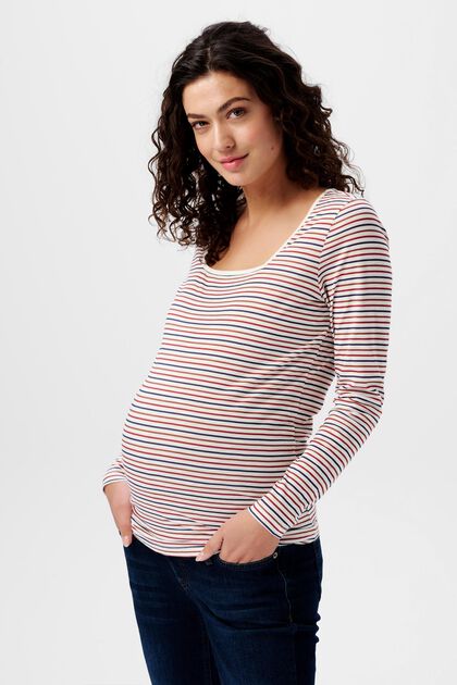 Striped Square-Neck Maternity Top