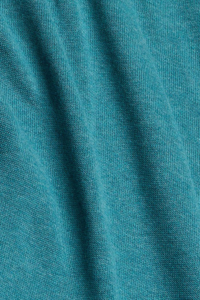 Crewneck jumper in pima cotton, TURQUOISE, detail image number 4