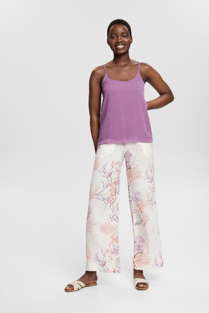 Lightweight wide-leg trousers with a print, OFF WHITE, detail image number 1