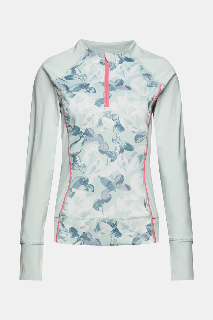 Patterned active long sleeve top with E-DRY, PASTEL GREEN, detail image number 7